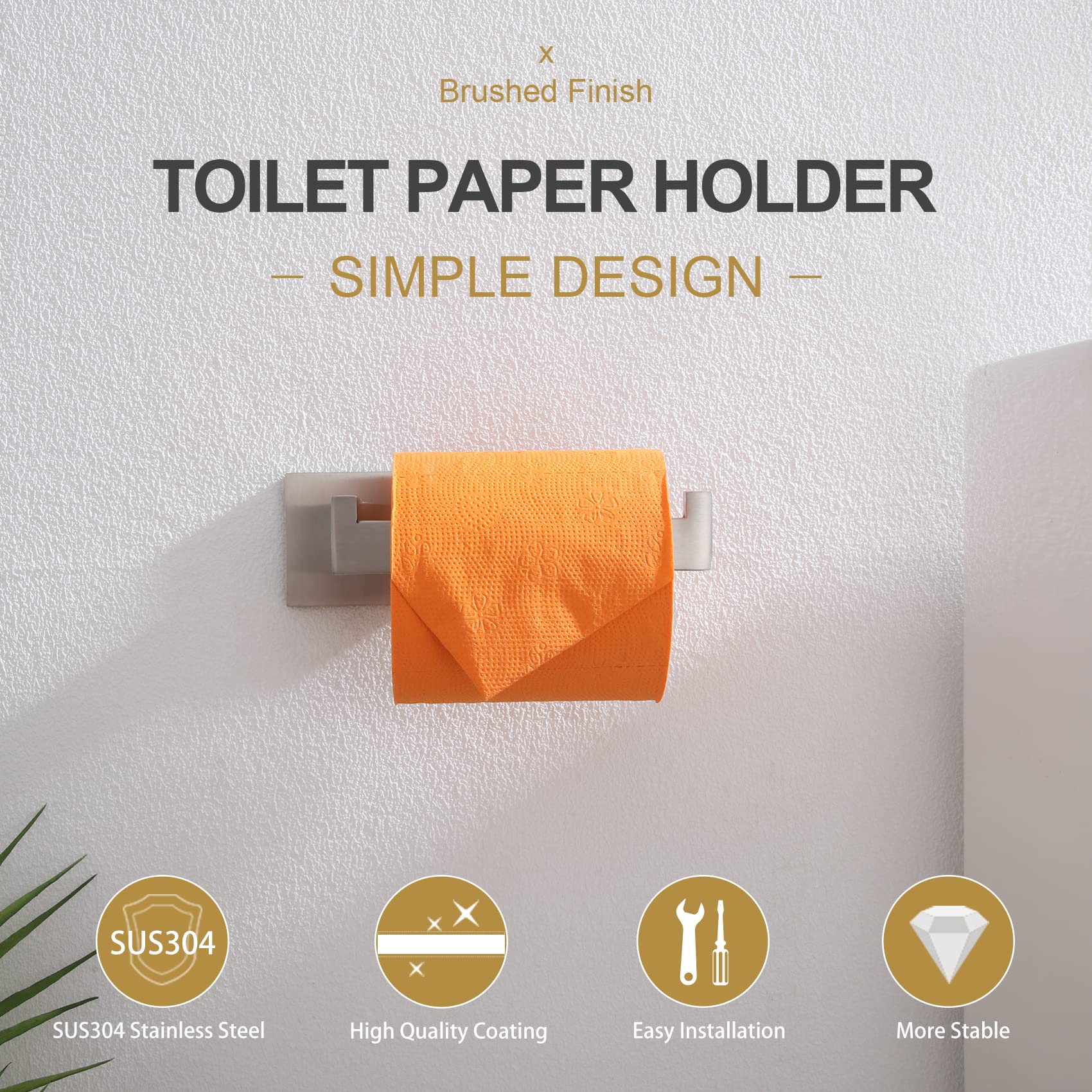 Kokosiri Toilet Paper Roll Holder Brushed Nickel Toilet Paper Holder Stainless Steel For Kitchen Bathroom Dispenser Wall Mounted